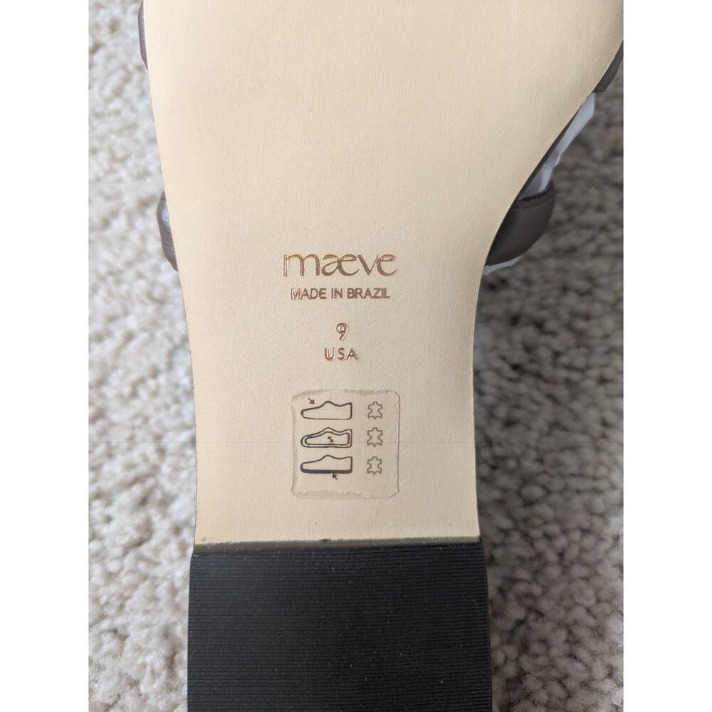 NIB Maeve Anthropologie Logo Dark Brown Leather Slide Sandals Sz 9 - Picture 6 of 10